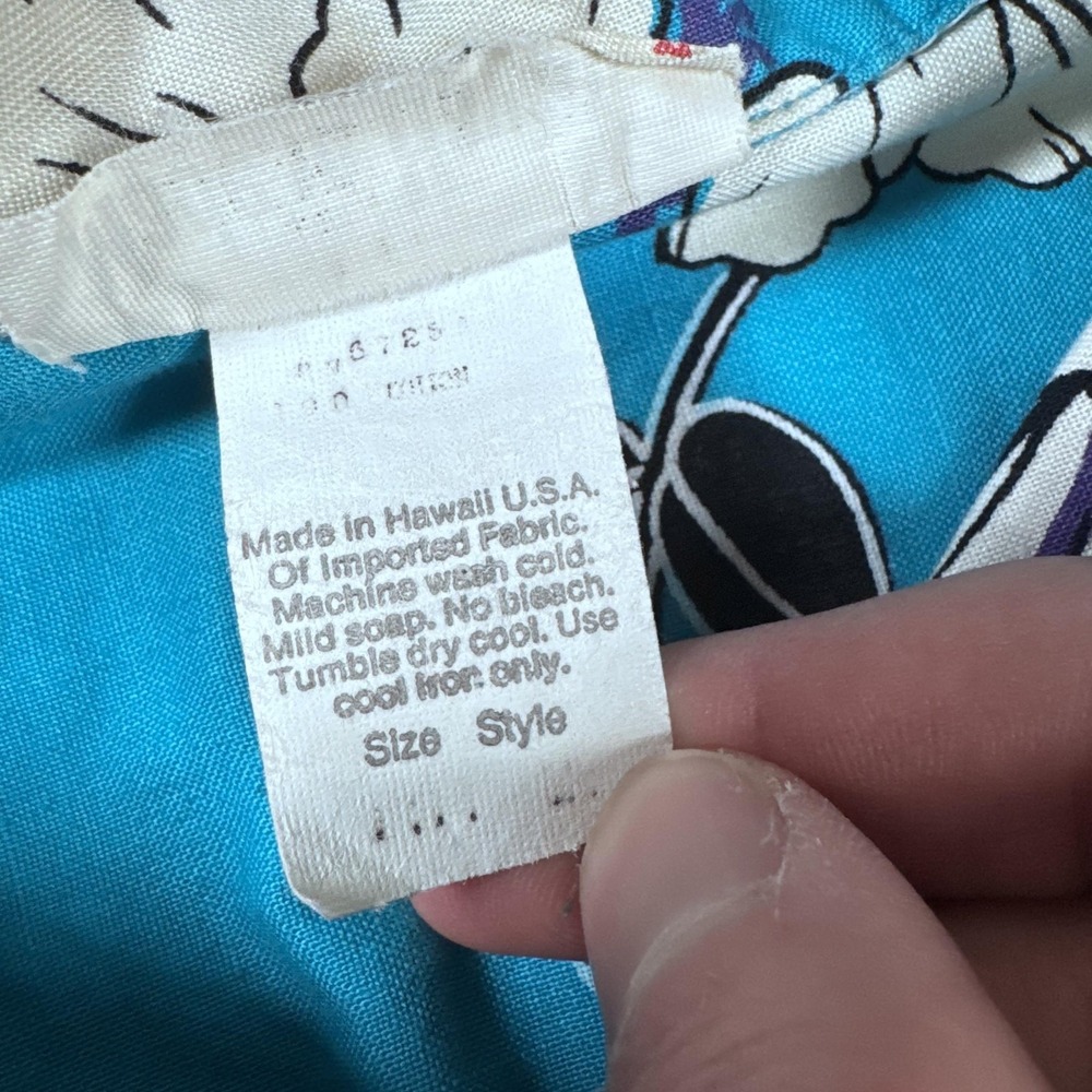 Made in Hawaii Shirt Mens Large Blue Aloha Hawaiian Floral Button Front USA - Picture 4 of 7